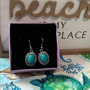 Turquoise Like Oval Earrings